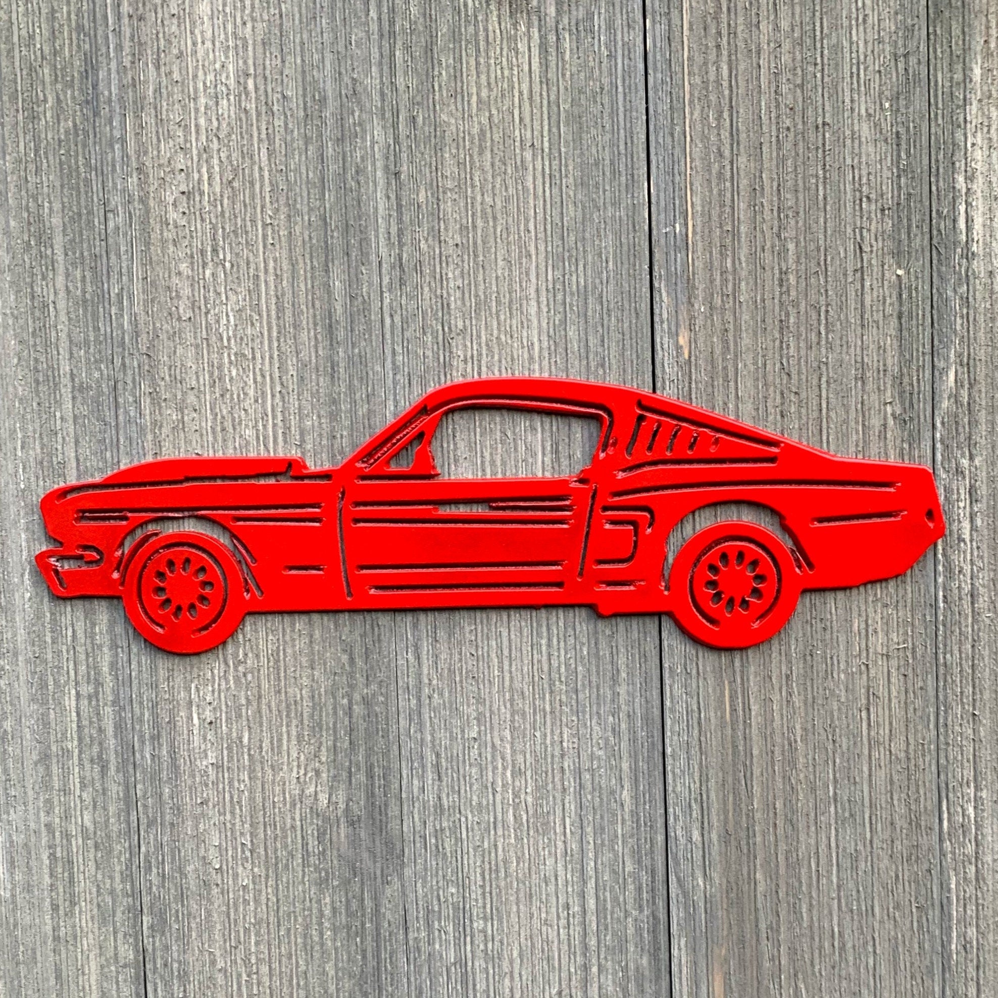 Classic Car Metal Sign Cutout - Fastback Mustang Powder Coated Metal Sign - Classic Design for Car Enthusiasts