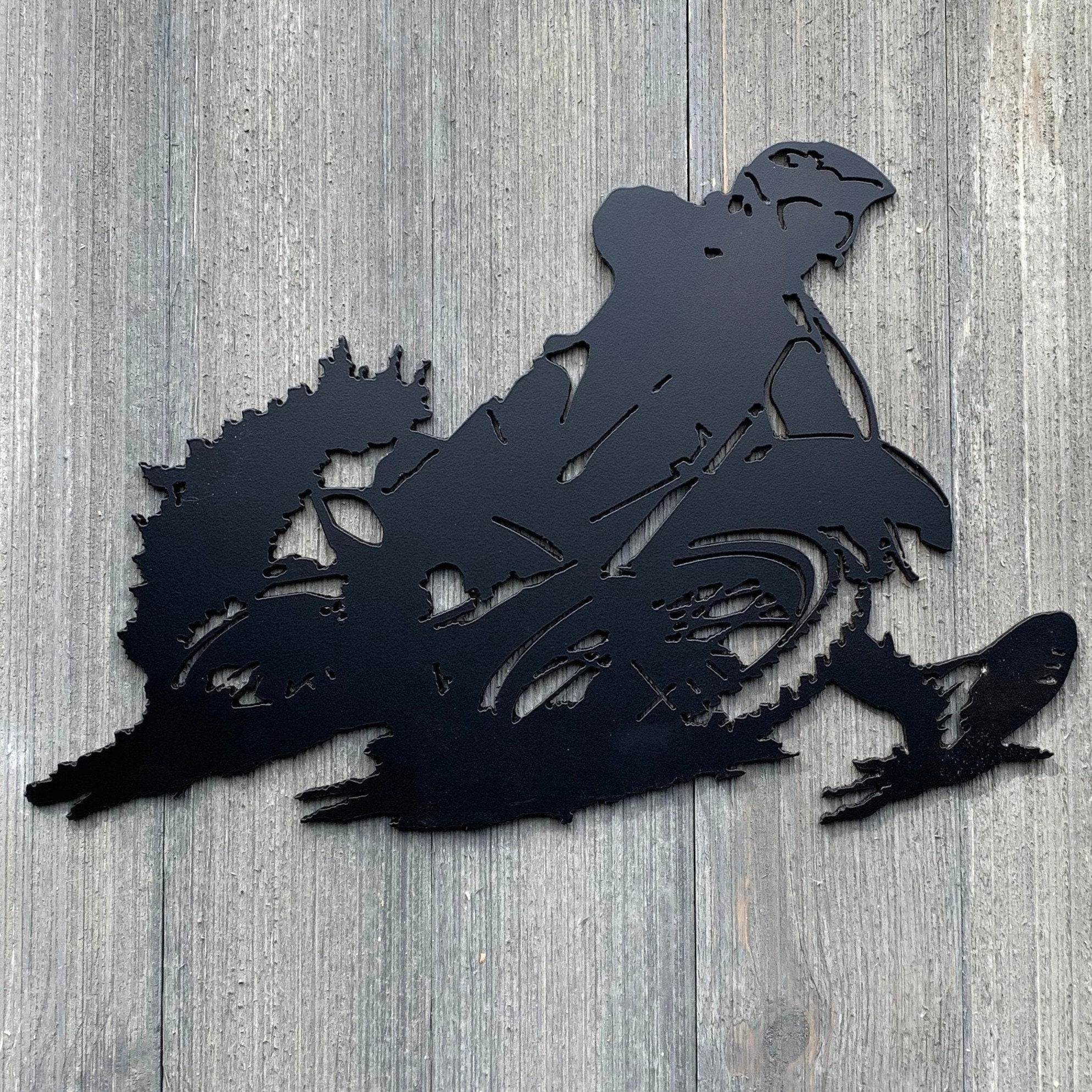 Dirt bike Metal Sign Cutout - Powder Coated Metal Dirtbike Rider Sign - A Must-Have for Any Off-Road Enthusiast!