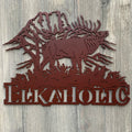 Elkaholic Metal Sign Cutout - Majestic Bull Elk Powder Coated Metal Sign - A Stunning Addition to Any Outdoor-Inspired Decor!