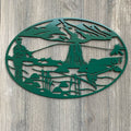 Fly Fishing Scene Metal Sign Cutout - Powder Coated Metal Fly Fishing Mountain Silhouette Scene Sign - Stunning Addition to Your Home Decor!