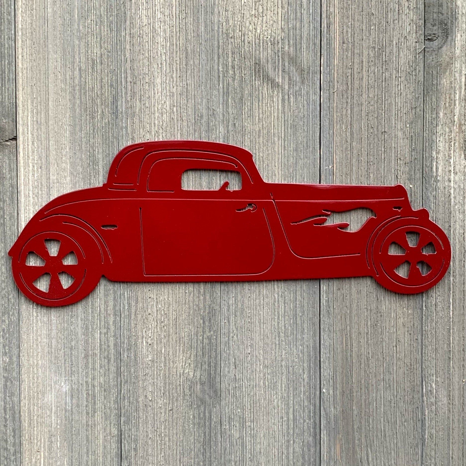 Hotrod Metal Sign Cutout - '32 Ford Hot Rod Powder Coated Metal Sign - Classic Design for Car Enthusiasts