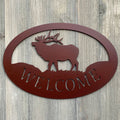 Elk Welcome Metal Sign Cutout - Majestic Elk Welcome Sign - Powder Coated Metal