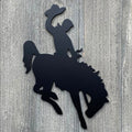 Bucking Bronc Metal Sign Cutout - Vintage Cowboy Riding Bucking Bronc Metal Wall Art Sign