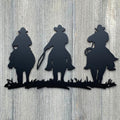 Mounted Cowboys Metal Sign Cutout - Wild West Cowboy Trio Riding Horse Metal Wall Art Sign