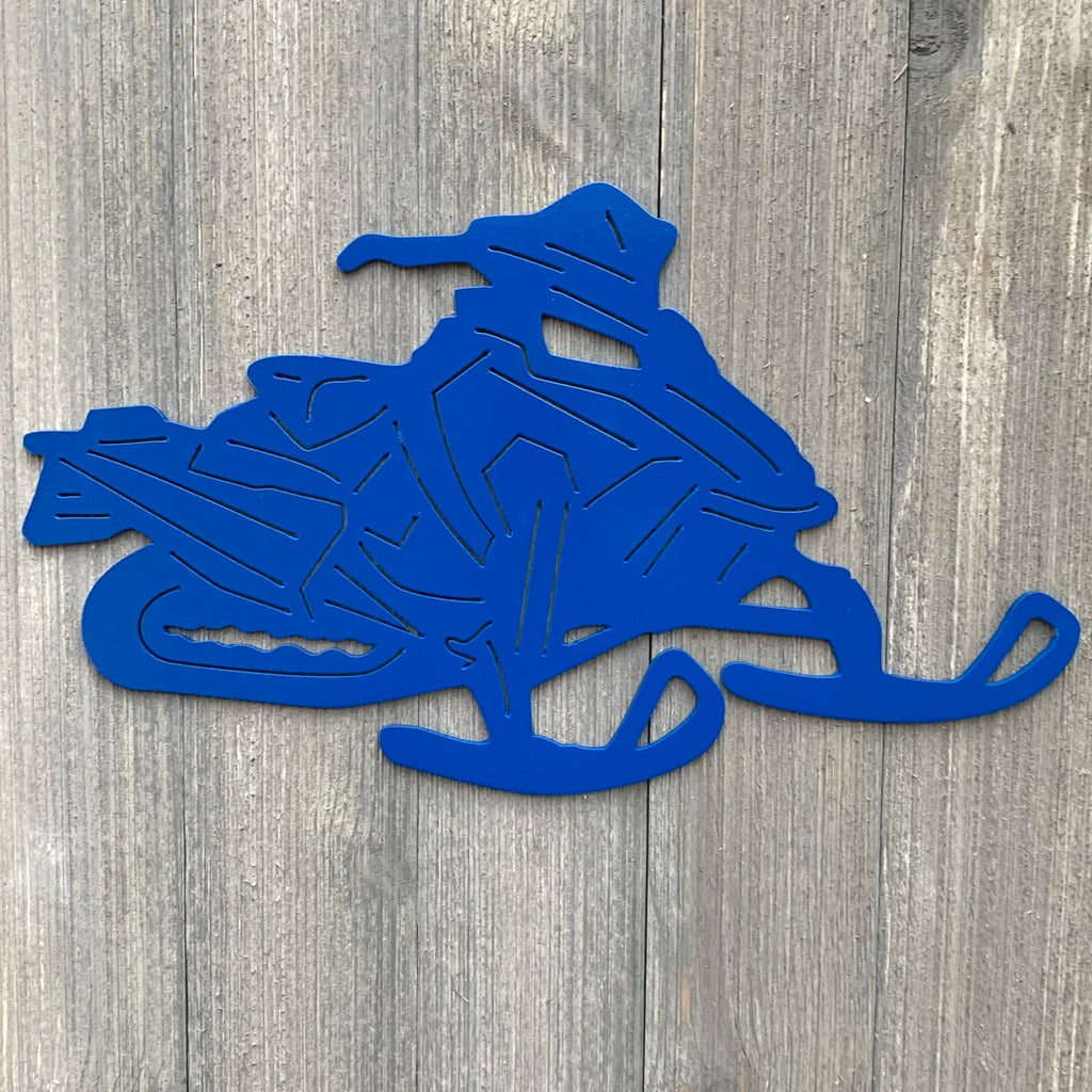 Snowmobile Metal Sign Cutout - Powder Coated Metal Snowmobile Sign - The Perfect Winter Wall Art!