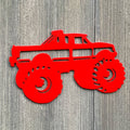 Lifted Truck Metal Sign Cutout - Monster Truck Powder Coated Metal Sign - Bold Design for Car Enthusiasts- Great For Kids Room