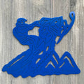 Snowmobile Scene with Mountains Metal Sign Cutout - Powder Coated Metal Snowmobile With Trees Sign - For the Winter Enthusiast in All of Us!