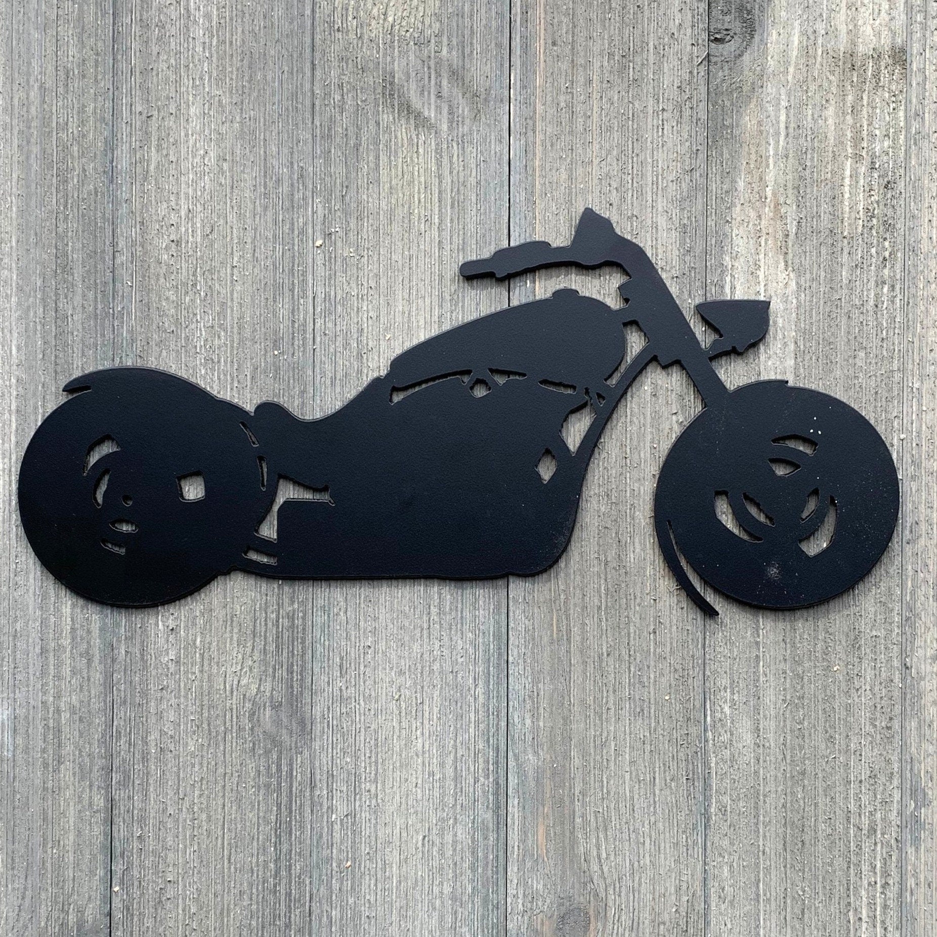 Motorcycle Metal Sign Cutout - Powder Coated Metal Chopper Motorcycle Sign - For the Ultimate Biker Enthusiast