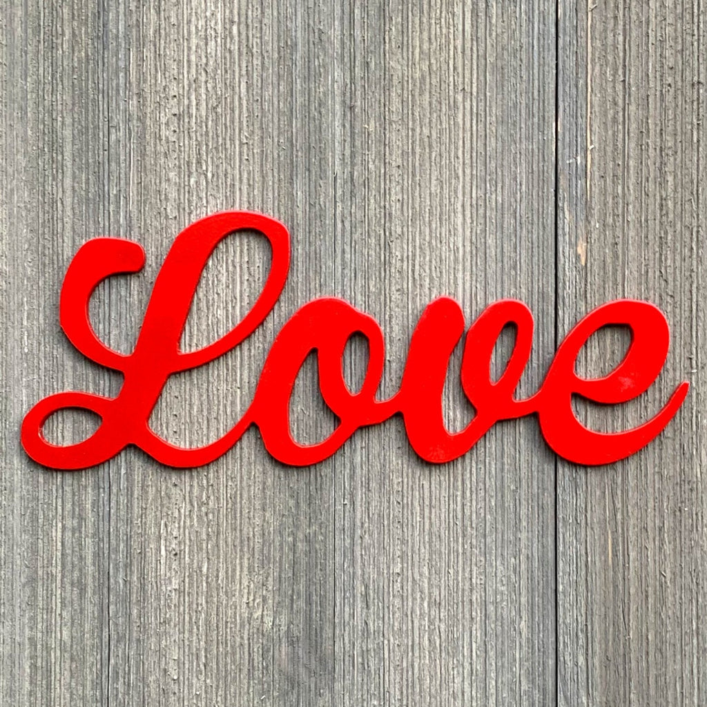Love Metal Sign Cutout -Script Font Powder Coated Sign -Perfect for Indoor or Outdoor - Perfect for Weddings, Anniversaries, or Any Occasion