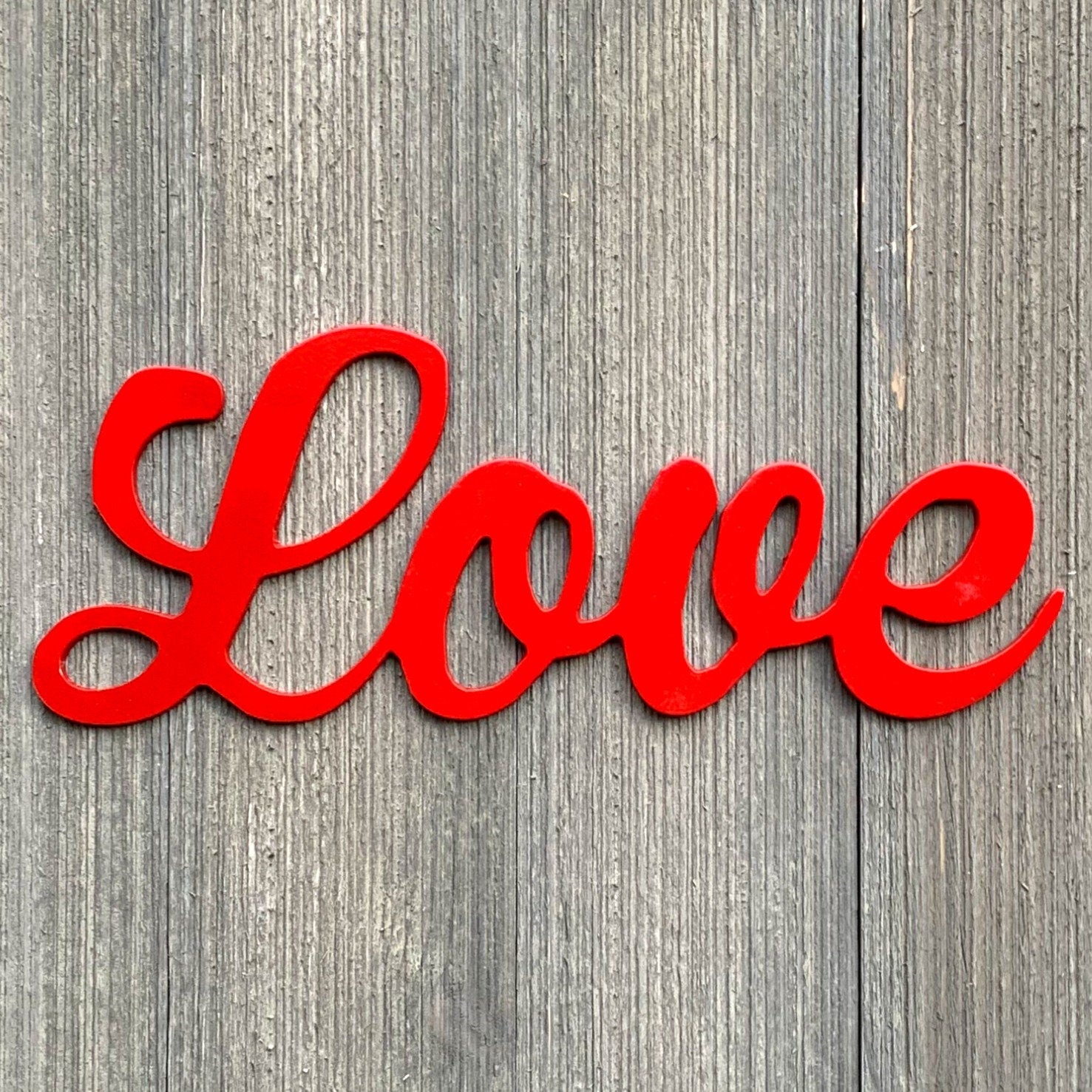 Love Metal Sign Cutout -Script Font Powder Coated Sign -Perfect for Indoor or Outdoor - Perfect for Weddings, Anniversaries, or Any Occasion