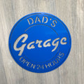 Dad's Garage Metal Sign Cutout - Dad's Garage Open 24 Hours Metal Sign - Vintage Design for Automotive Workshops and Man Caves