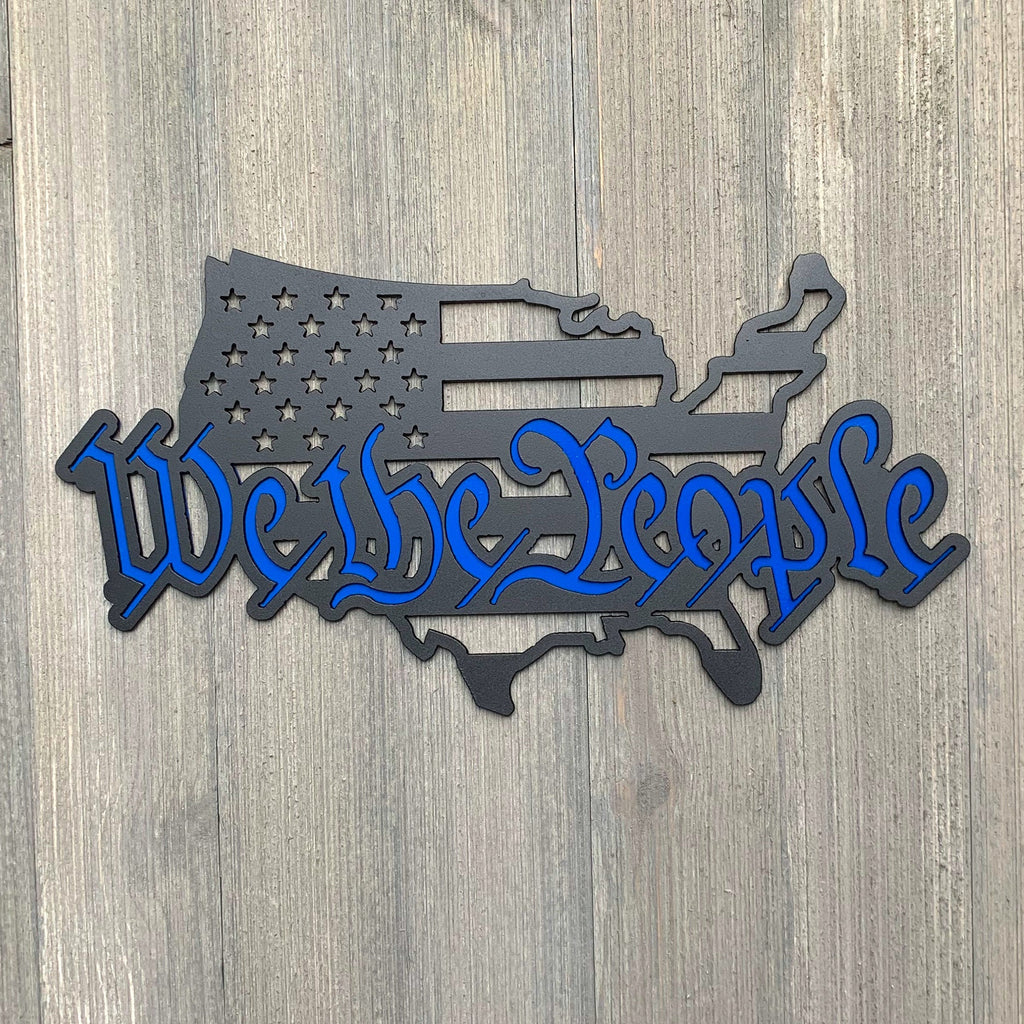 We The People USA Metal Sign Cutout - Patriotic 'We The People' USA Flag Metal Sign - Durable Powder Coated Finish - American Flag