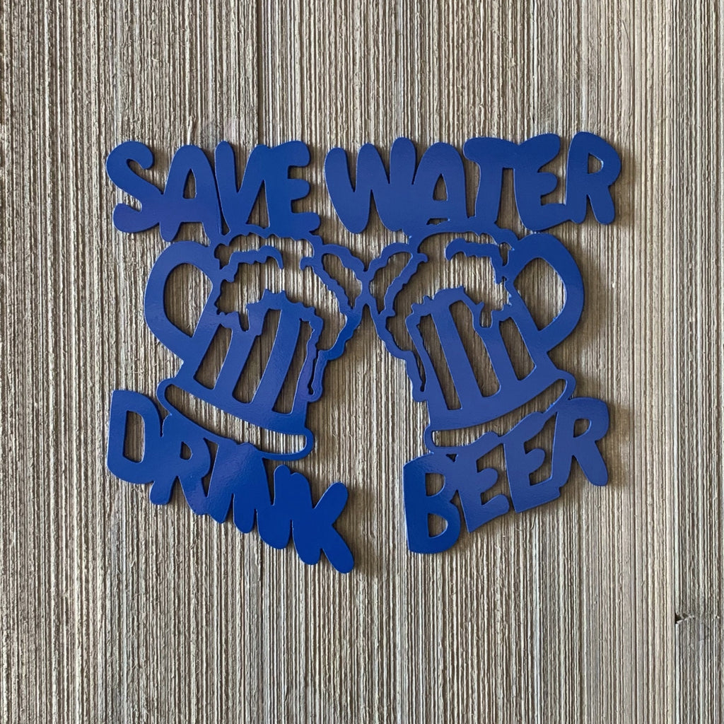 Save Water Drink Beer Metal Sign Cutout - Metal Wall Sign - Rustic Bar Decor for Home, Man Cave, Garage - Durable Metal with Bold Lettering