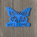 Butterfly Welcome Metal Sign Cutout - Butterfly Sign - Powder Coated Metal Wall Decor - Garden Decor