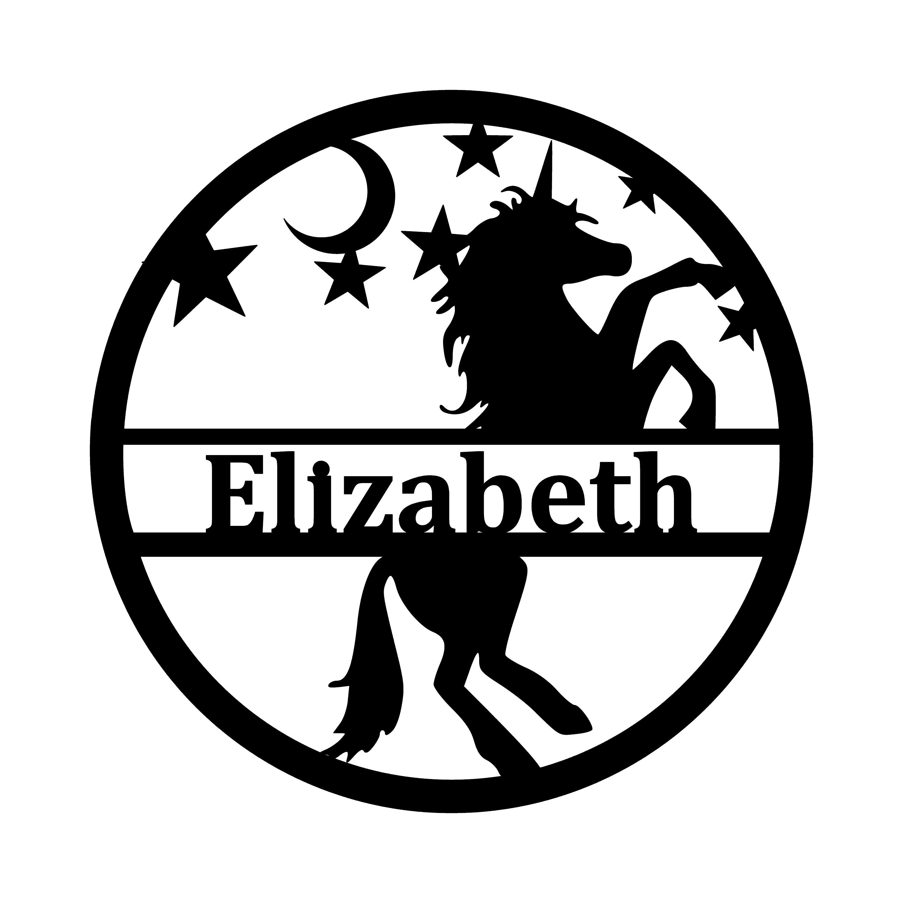 Personalized Unicorn Monogram - Custom Unicorn Name Sign - Personalized Powder Coated Metal Sign with Stars and Moon for Kids Room