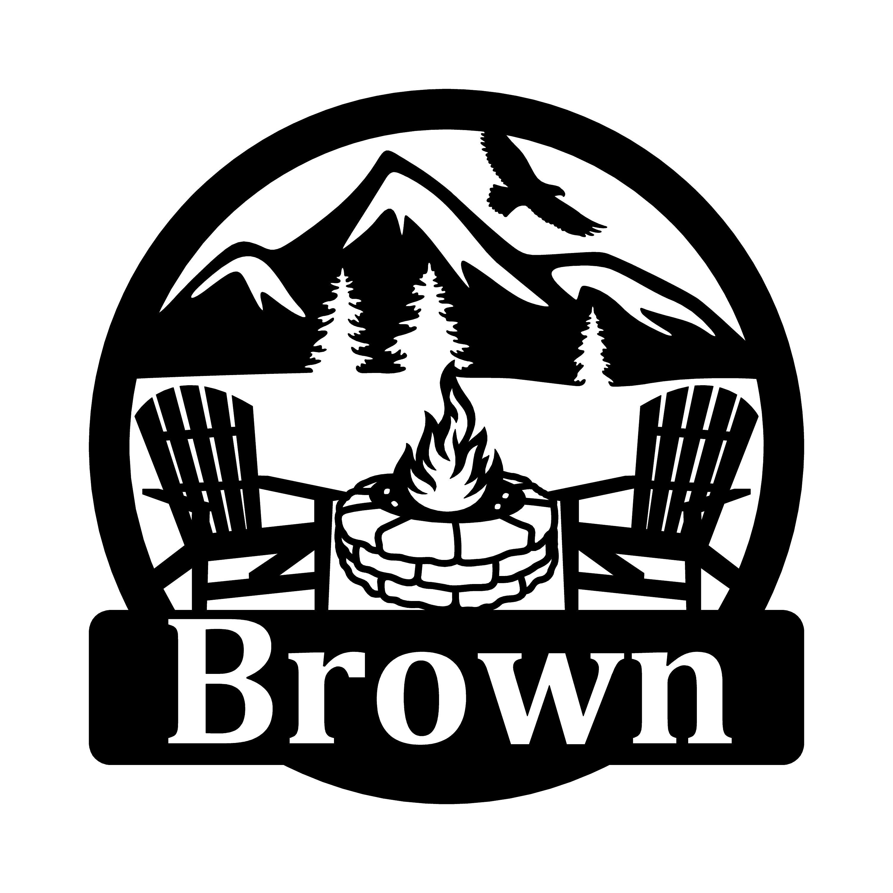 Personalized Firepit Monogram - Custom Family Name Sign - Personalized Powder Coated Metal Sign with Firepit and Scenic Background Design