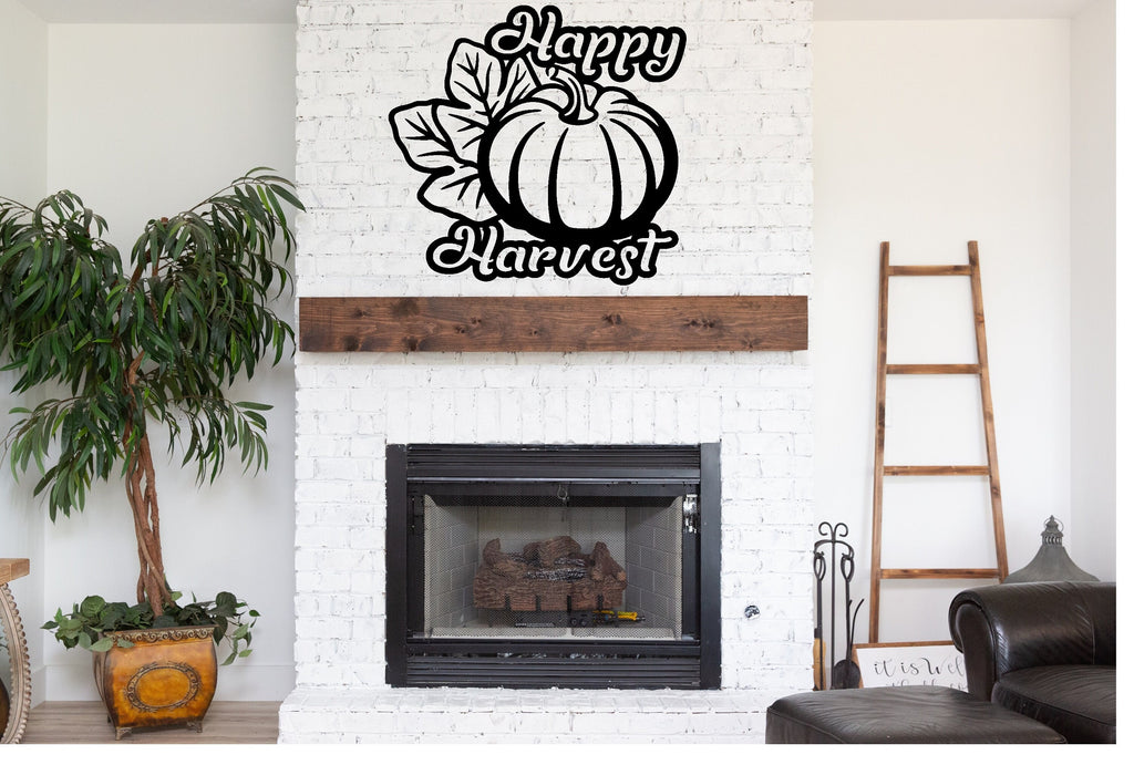 Happy Harvest Metal Sign Cutout - Happy Harvest Sign - Powder Coated Metal - Pumpkin Design