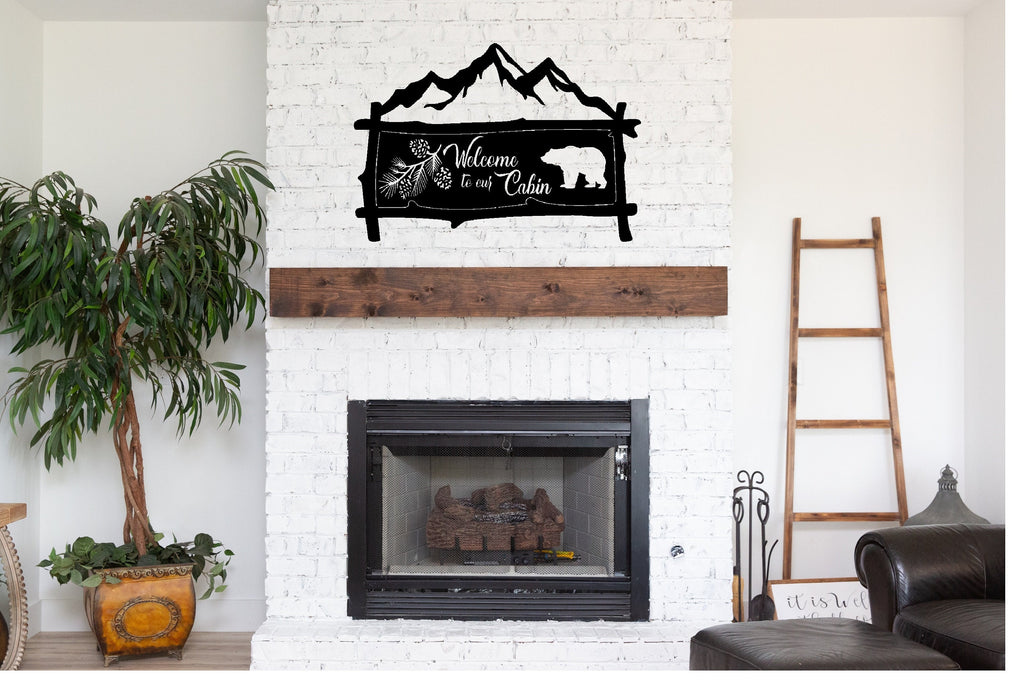 Welcome to Our Cabin Metal Sign Cutout - Rustic Welcome Sign - Powder Coated Metal - Welcome to Our Cabin
