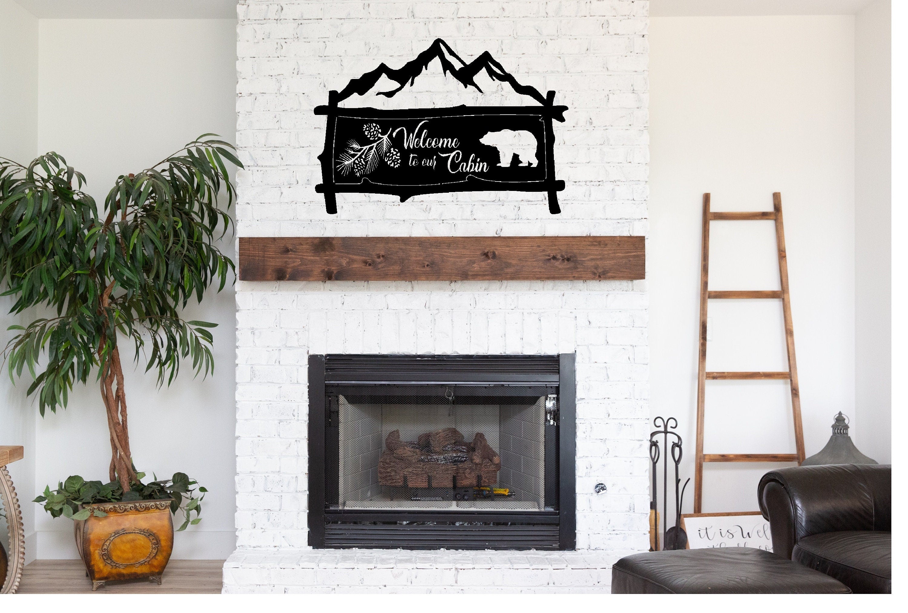 Welcome to Our Cabin Metal Sign Cutout - Rustic Welcome Sign - Powder Coated Metal - Welcome to Our Cabin