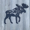 Moose Scene Metal Sign Cutout - Bring the Great Outdoors Inside: Powder Coated Metal Sign With a Majestic Bull Moose - Mountain Silhouette