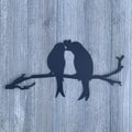 Love Birds Metal Sign Cutout - Two Birds on a Branch Kissing Heart Metal Sign - Powder Coated for Durability