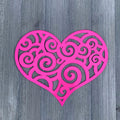 Scroll Heart Metal Sign Cutout - Handmade Geometric Heart - Powder Coated Metal Sign