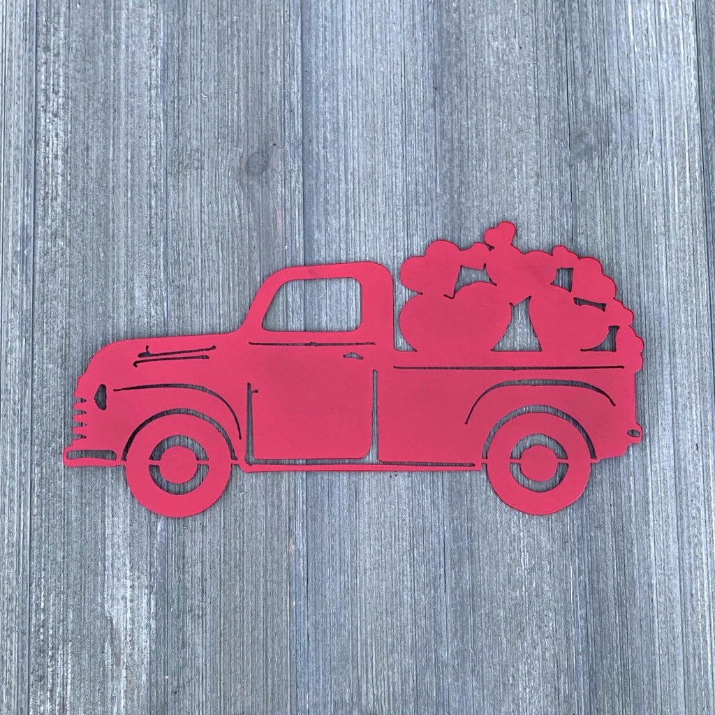 Valentines Day Truck Metal Sign Cutout - Vintage Truck with Hearts Metal Sign - Powder Coated - Valentines decor - Valentine's Decoration