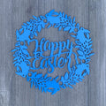 Happy Easter Wreath Metal Sign Cutout - Happy Easter Wreath Sign - Powder Coated Metal - Bunnies and Floral Decor
