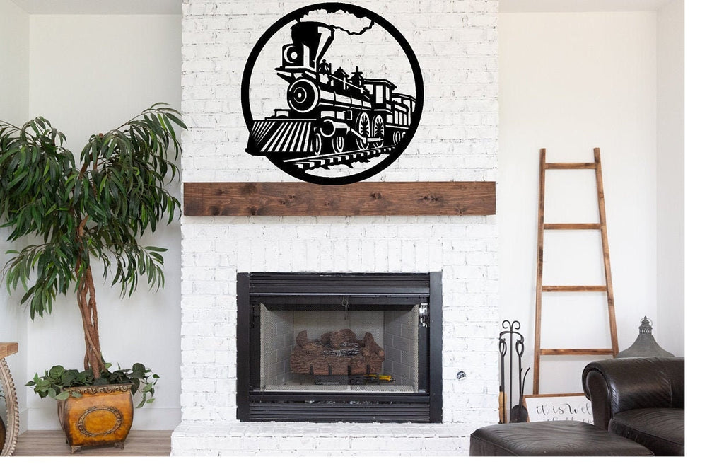 Train Metal sign cutout - Powder Coated Metal Steam Engine Train Sign - A Timeless Piece of Wall Art!