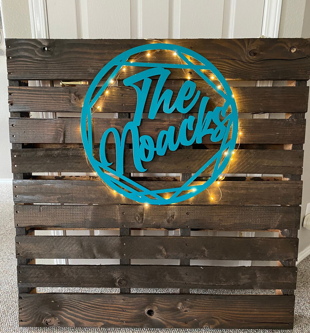 Personalized Family Name Monogram - Custom Geometric Name Sign - Personalized Powder Coated Metal Sign with Modern Design - Last Name Sign