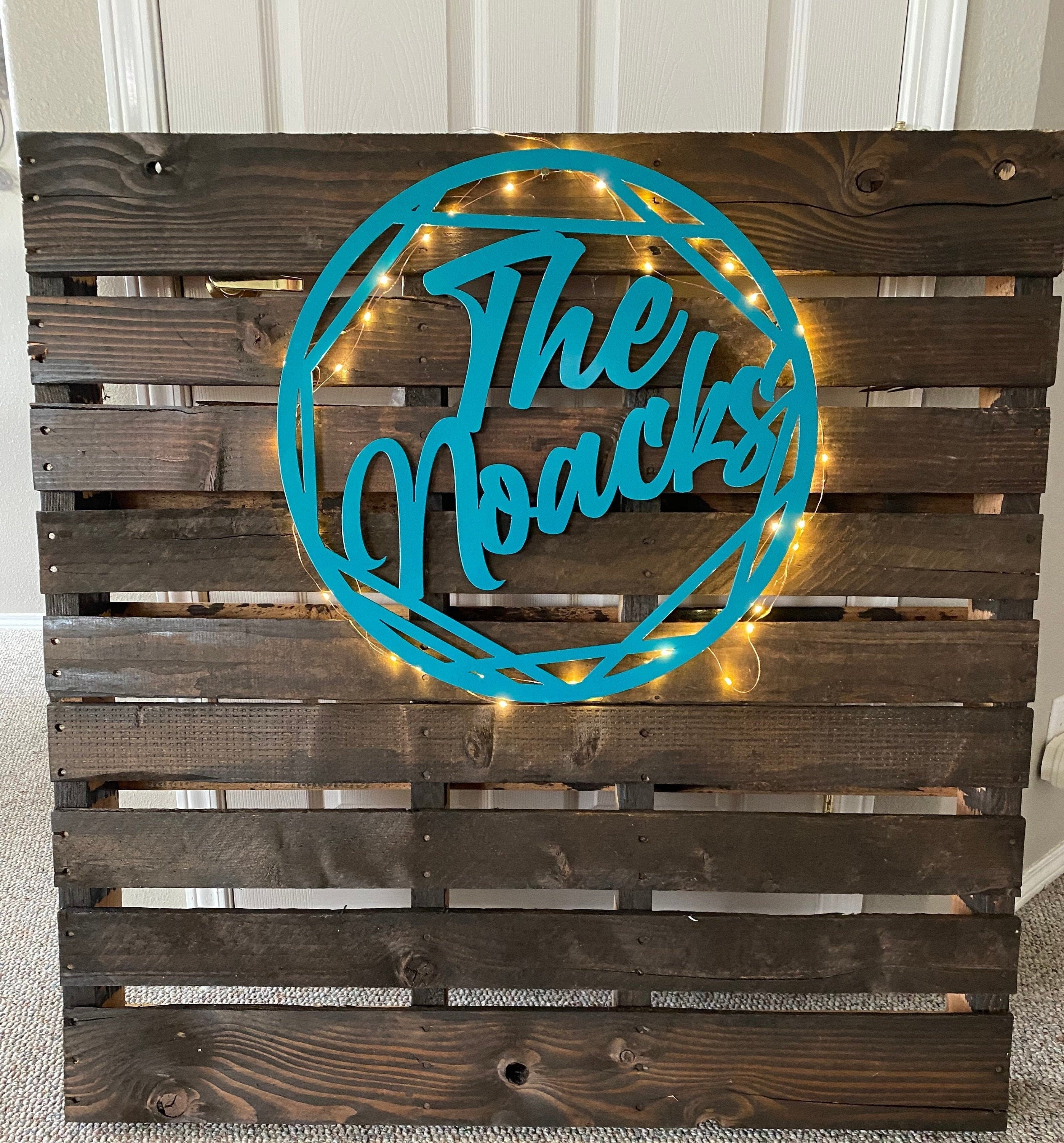 Personalized Family Name Monogram - Custom Geometric Name Sign - Personalized Powder Coated Metal Sign with Modern Design - Last Name Sign