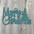 Merry Christmas Metal Sign Cutout - Merry Christmas Tree & Stars Metal Sign - Powder Coated for Durability