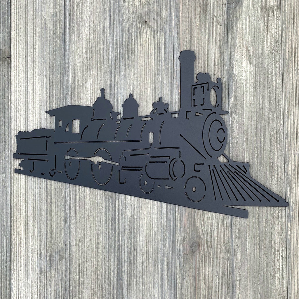 Train Metal sign cutout - Powder Coated Metal Steam Engine Train Sign - A Timeless Piece of Wall Art