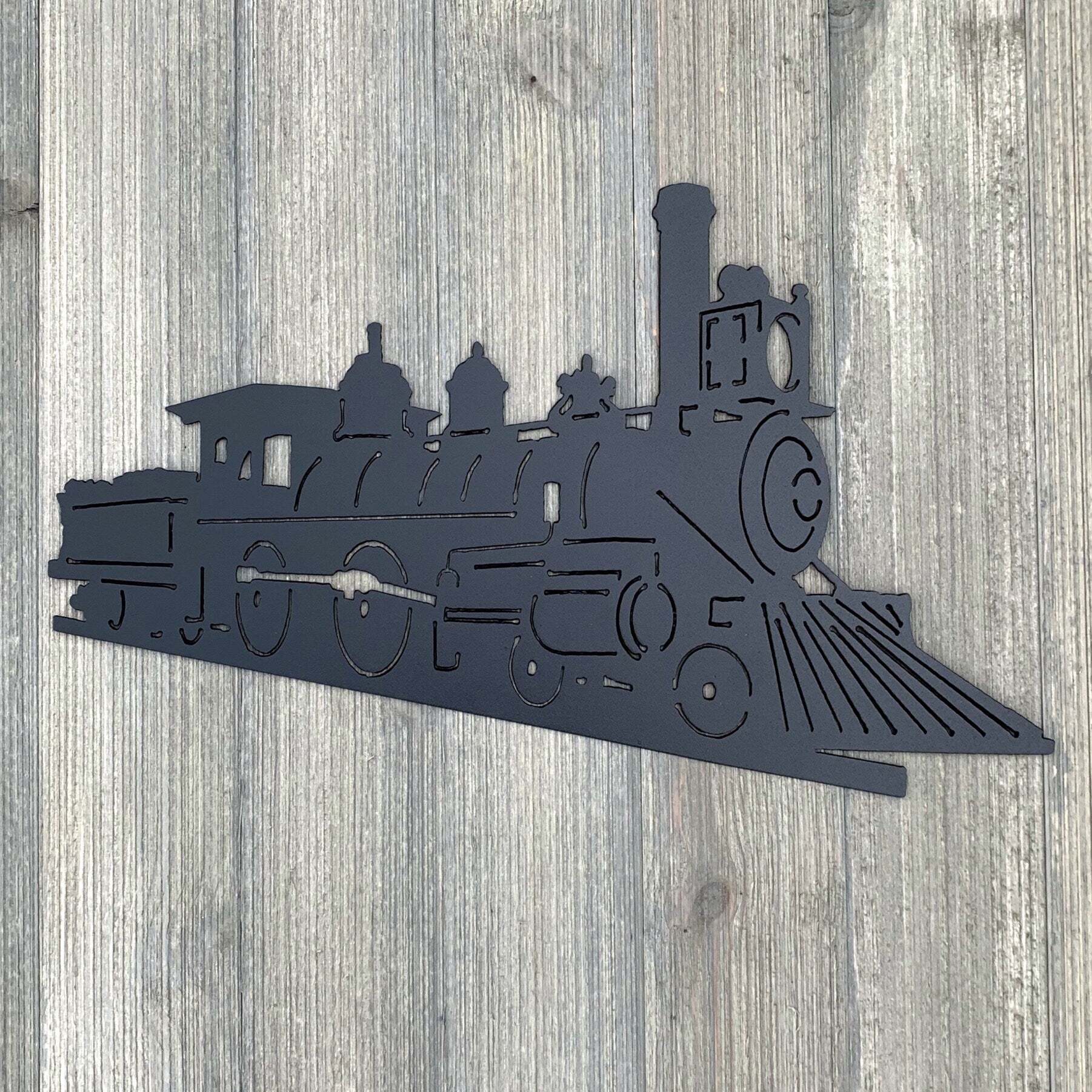Train Metal sign cutout - Powder Coated Metal Steam Engine Train Sign - A Timeless Piece of Wall Art