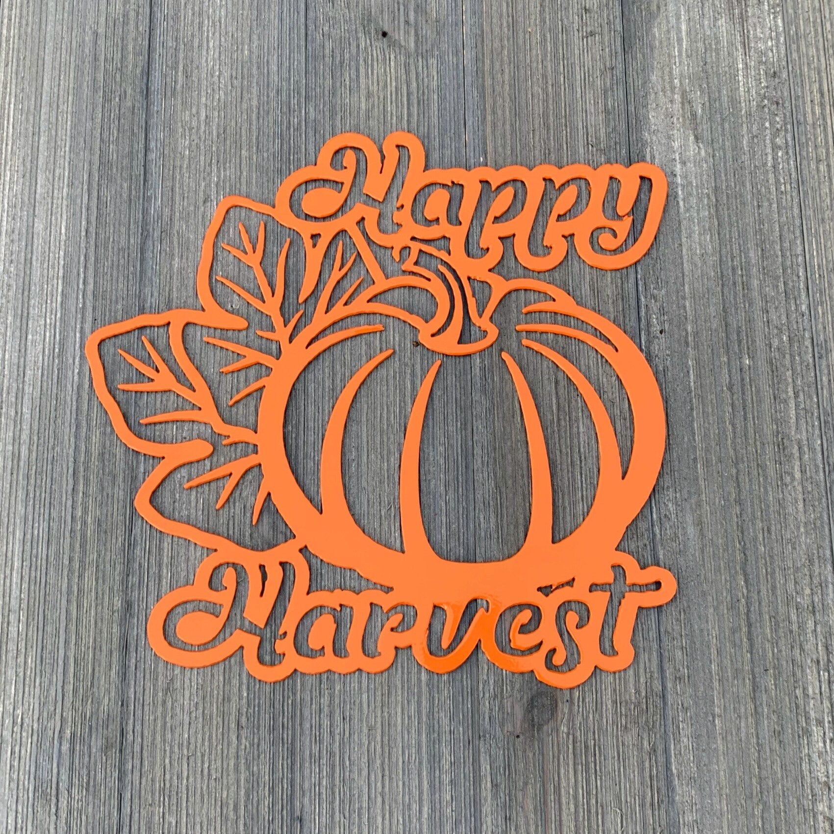 Happy Harvest Metal Sign Cutout - Happy Harvest Sign - Powder Coated Metal - Pumpkin Design