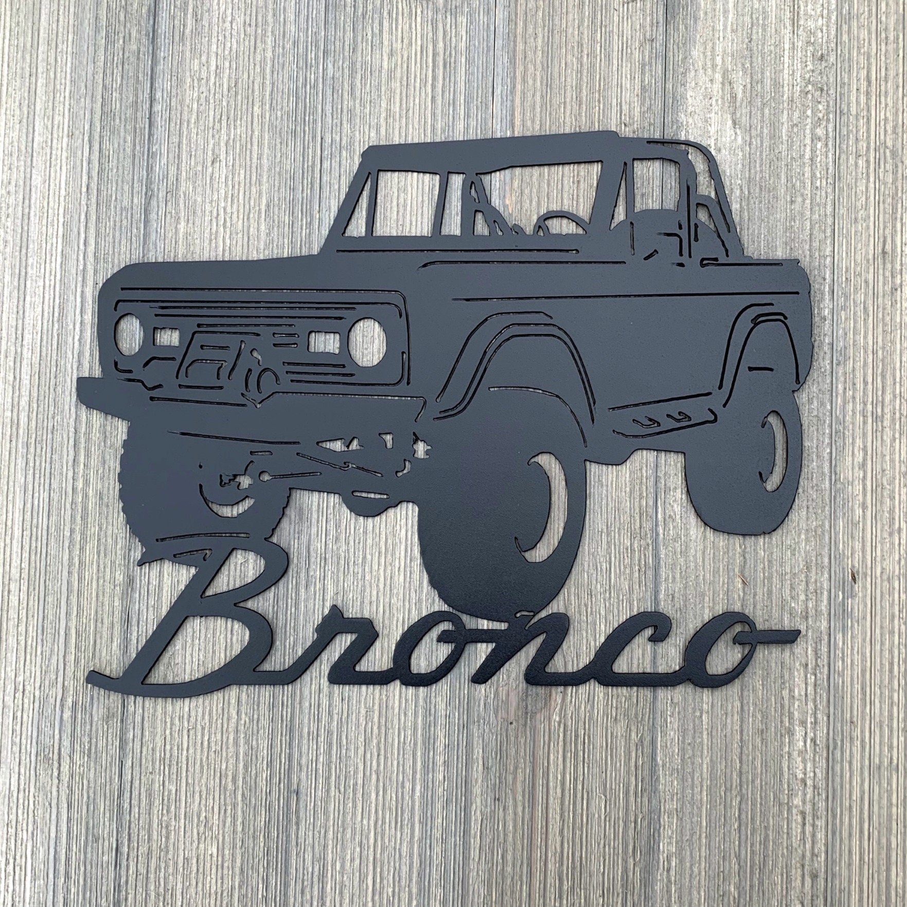 Bronco Metal Sign Cutout - Classic Bronco Powder Coated Metal Sign - Nostalgic Design for Car Enthusiasts