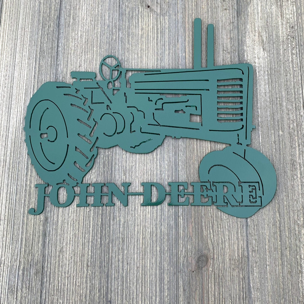 John Deere Metal Sign Cutout - Vintage John Deere Tractor Metal Sign - Powder Coated for Durability