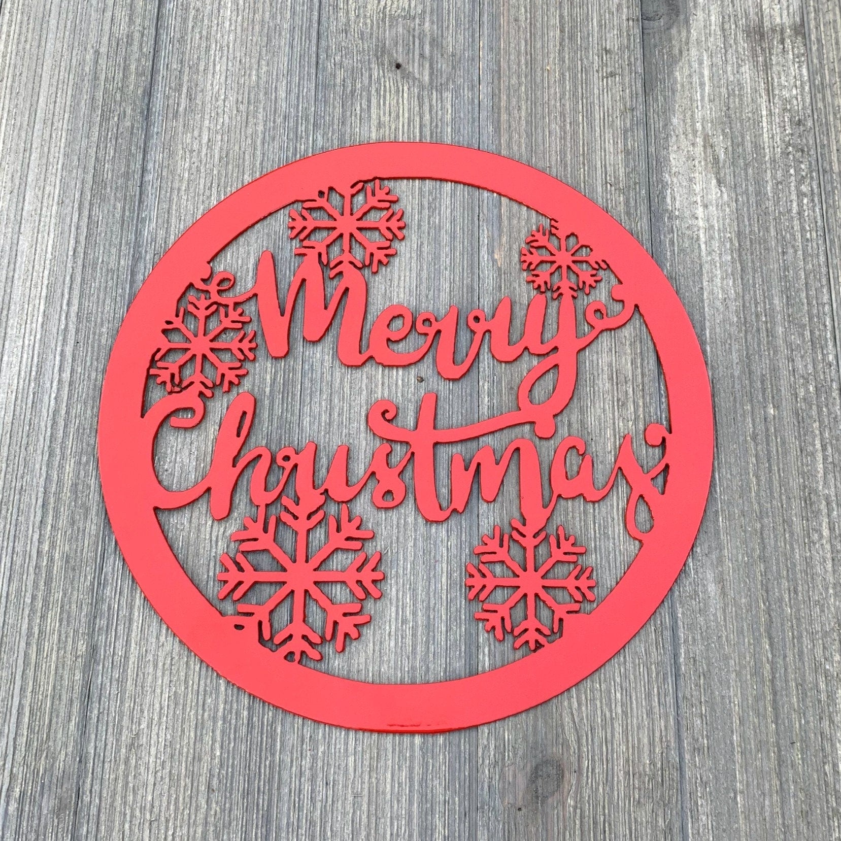 Merry Christmas Snowflake Metal Sign Cutout -Merry Christmas Metal Sign -Powder Coated for Durability -Christmas Decor -Christmas Decoration