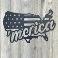 Merica Flag Metal Sign Cutout - 'Merica Powder Coated Metal Sign in the Shape of the USA -The Perfect Way to Show Your Patriotism and Pride!