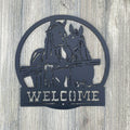 Horse Welcome Metal Sign Cutout - Horse Welcome Sign - Powder Coated Metal - Two Majestic Horses
