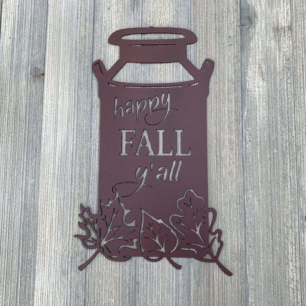 Happy Fall Y'All Metal Sign Cutout - Powder Coated Sign - Farmhouse Decor
