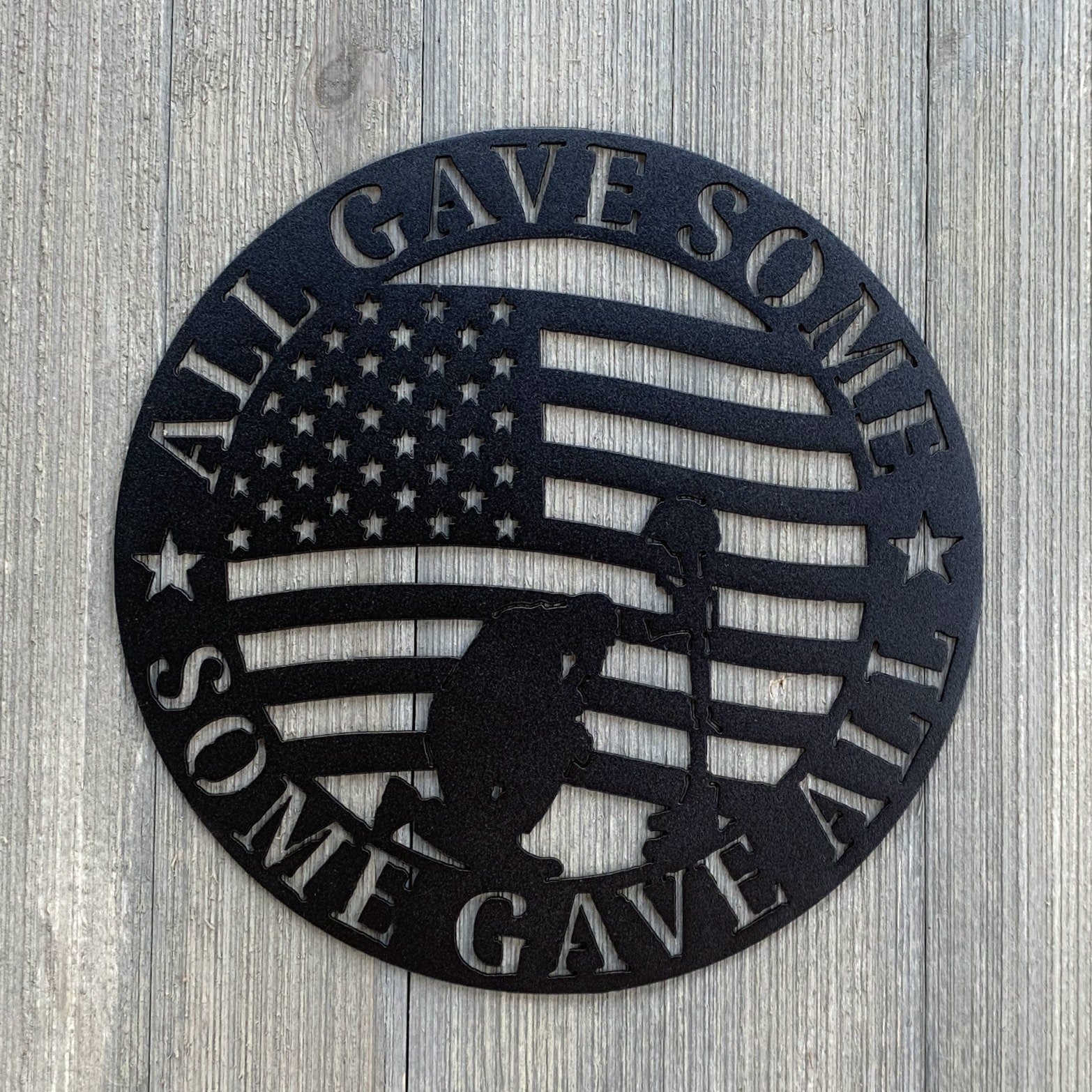 Honoring the Brave: All Gave Some, Some Gave All USA Flag and Military Memorial Powder Coated Metal Sign -A Great Addition to Any Home Decor