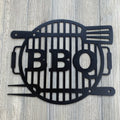 BBQ Metal Sign Cutout - BBQ Grill Powder Coated Metal Sign - Spatula and Fork Grill Decor - Patio Decor - Deck Decor