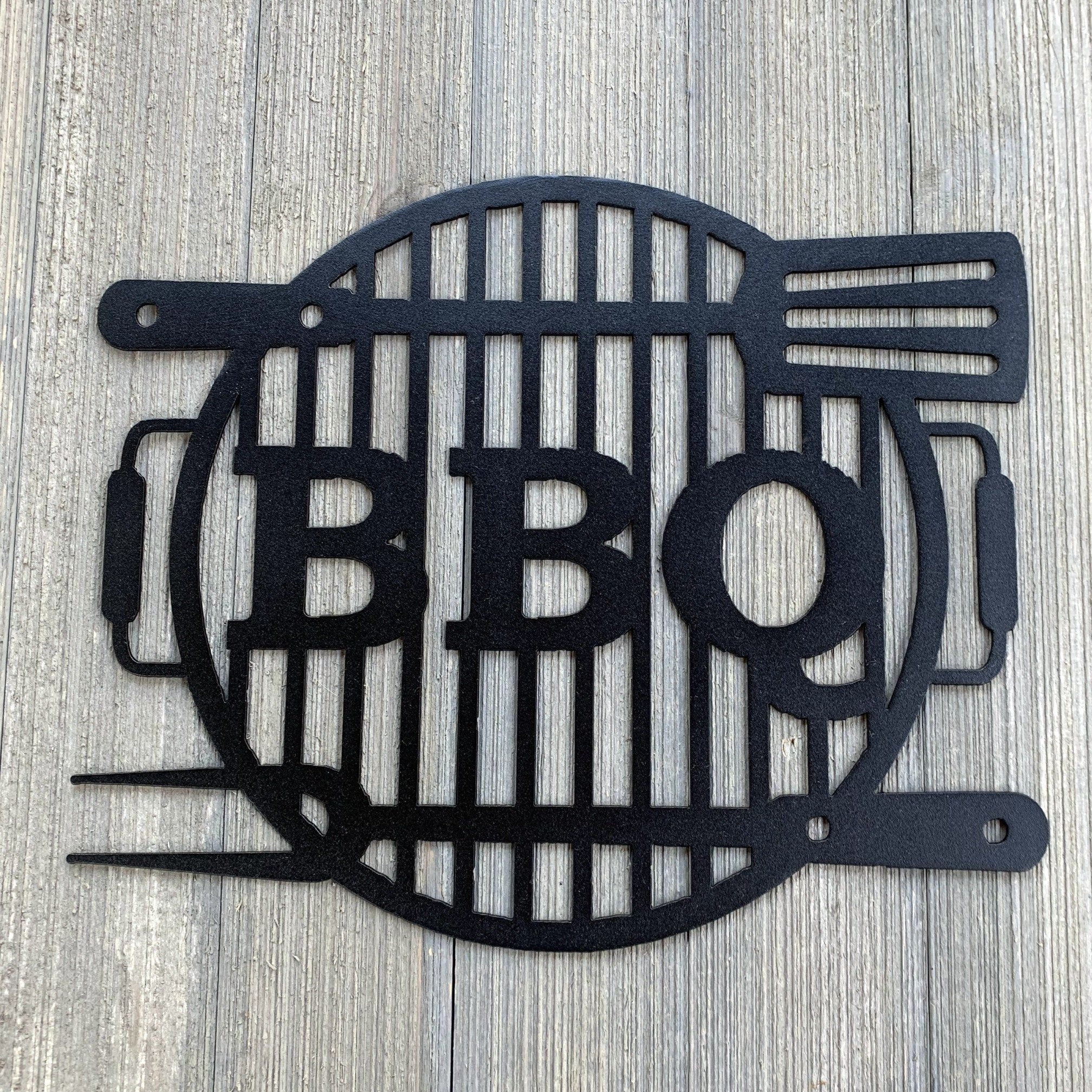 BBQ Metal Sign Cutout - BBQ Grill Powder Coated Metal Sign - Spatula and Fork Grill Decor - Patio Decor - Deck Decor