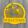Bee Welcome Metal Sign Cutout - Welcome to the Hive Powder Coated Metal Wall Art - Bee and Nature Inspired Home Decor
