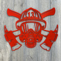 Fireman Metal Sign Cutout -CUSTOMIZABLE Number Fireman's Helmet Powder Coated Metal Sign -Axes, Mask, Lucky Number 13 Decor -Personalized