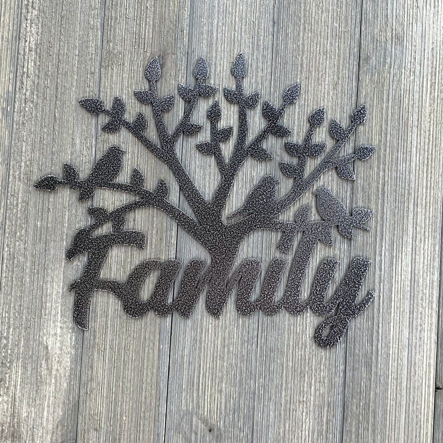 Family Tree Metal Sign Cutout - Rooted in Love Metal Sign - Powder Coated Wall Art for Any Room
