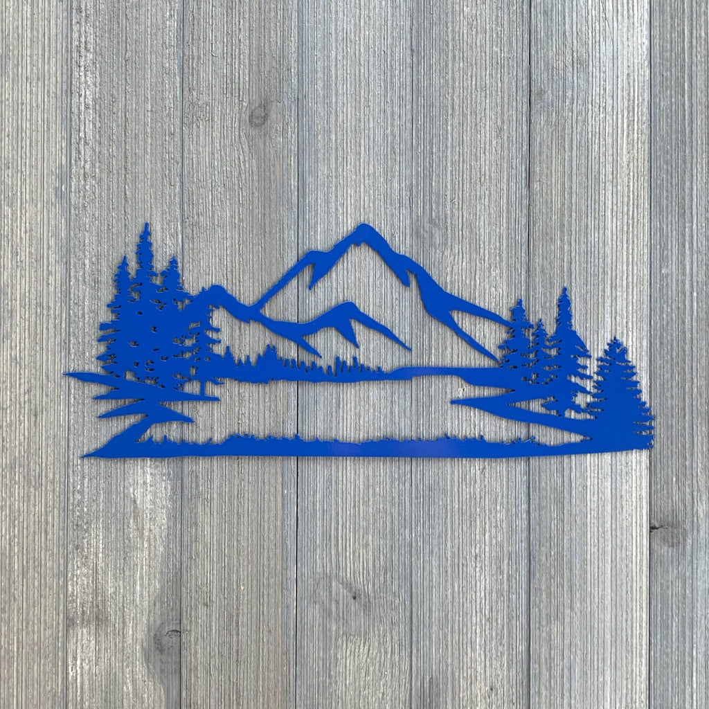 Lake Scene Metal Sign Cutout - Mountain Lake Scene Powder Coated Metal Sign - A Great Addition to Any Space!
