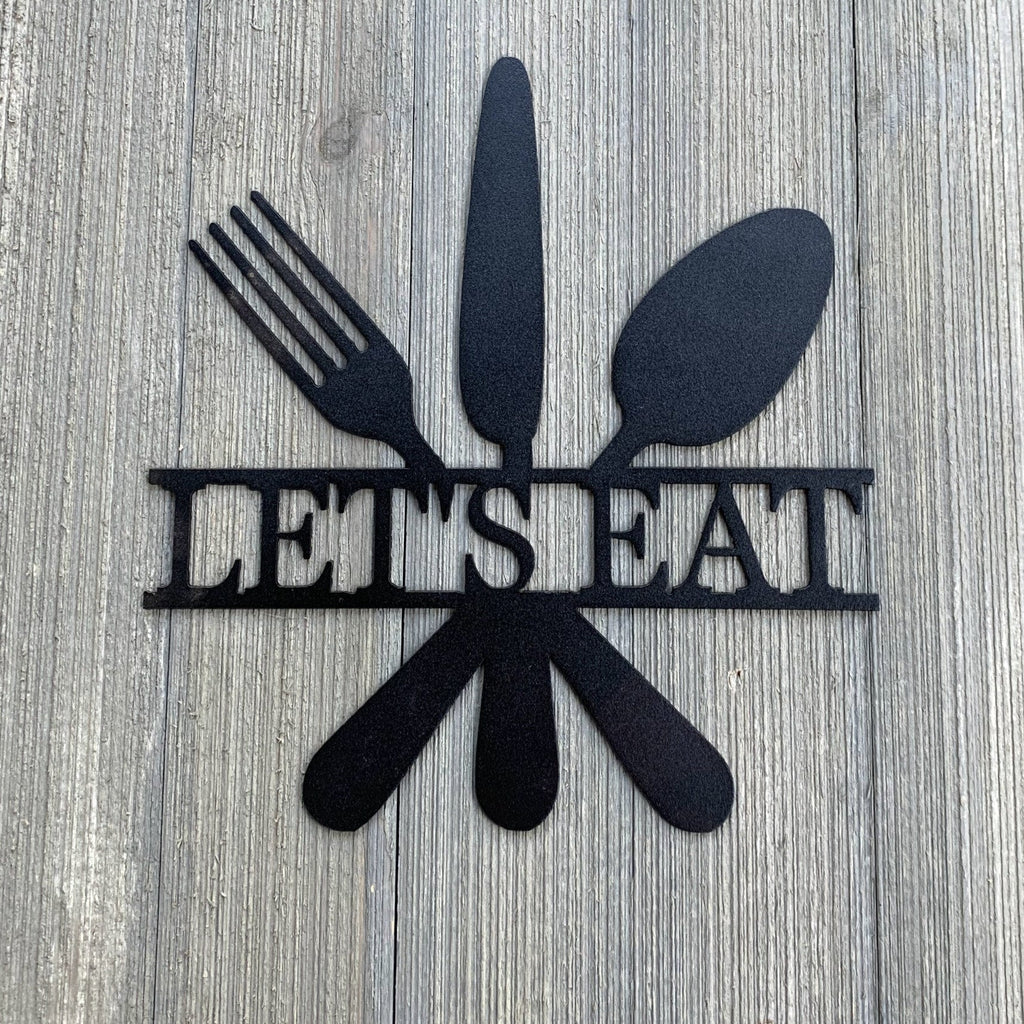 Lets Eat Metal Sign Cutout - Powder Coated Metal Let's Eat Sign - The Perfect Addition to Your Farmhouse Decor!