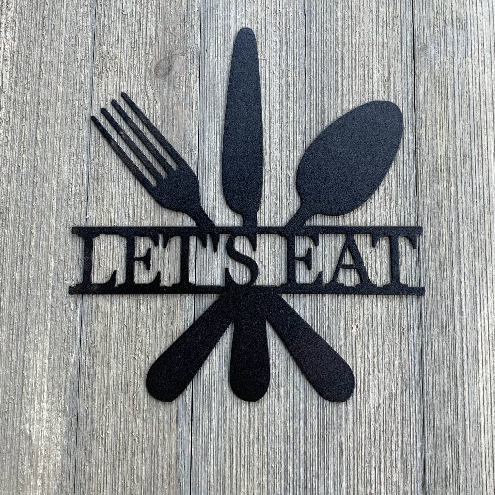 Lets Eat Metal Sign Cutout - Powder Coated Metal Let's Eat Sign - The Perfect Addition to Your Farmhouse Decor!